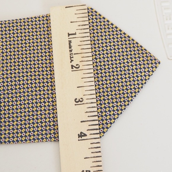 Ralph Lauren Men's Lauren Silk Tie Geometric Pattern Navy Yellow Red - Picture 3 of 6